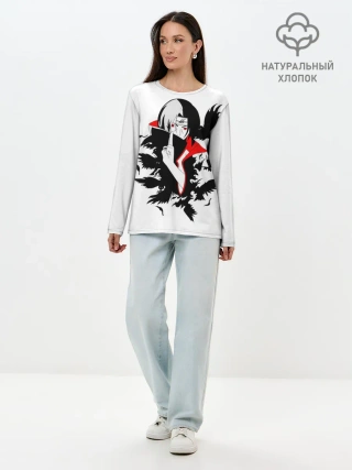 Лонгслив женский. Хлопок / Человек и вороны аниме