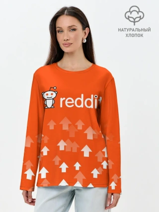 Лонгслив женский. Хлопок / REDDIT / РЕДДИТ / UPVOTED