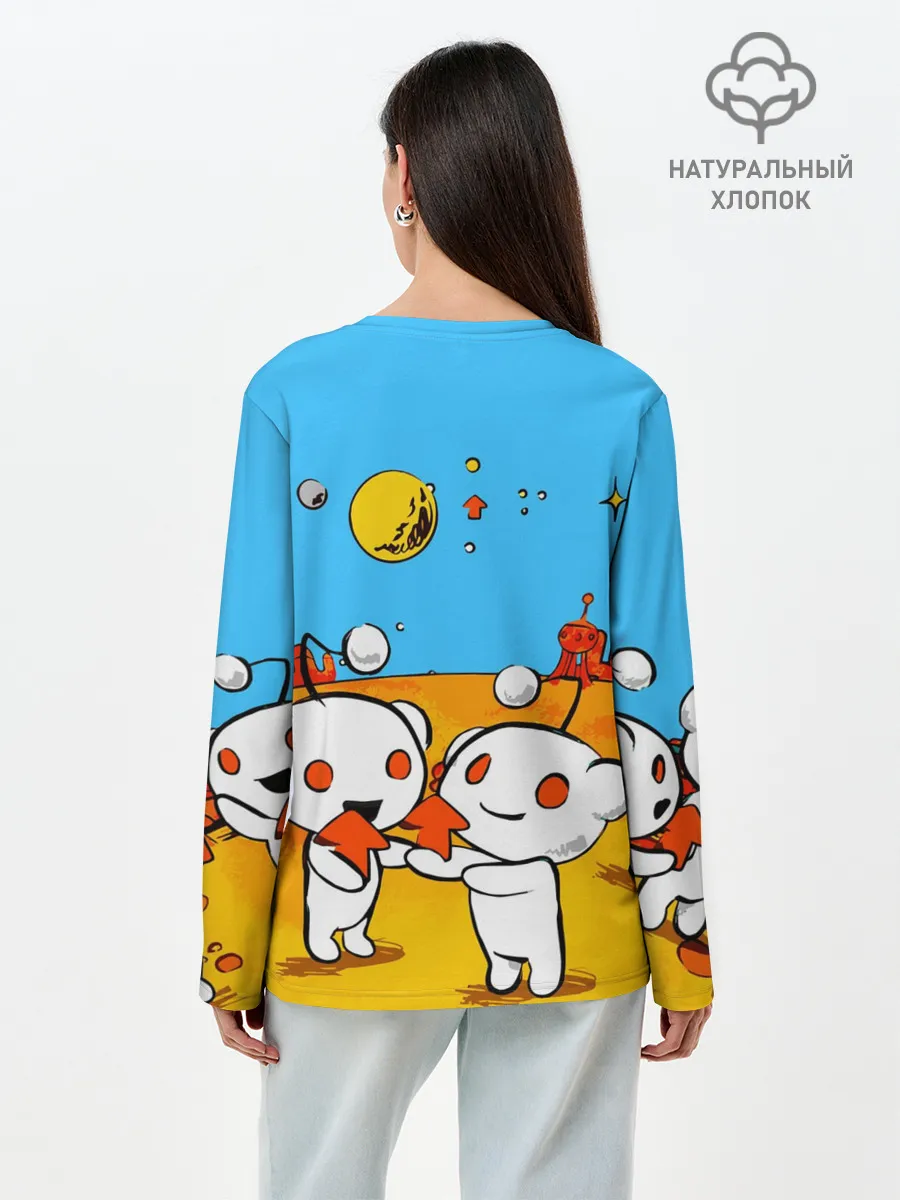 Лонгслив женский. Хлопок / REDDIT / РЕДДИТ / UPVOTE ART