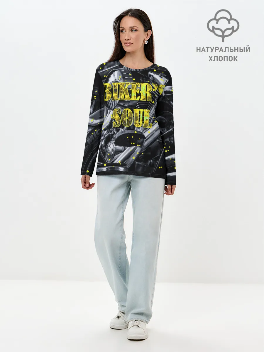Лонгслив женский. Хлопок / Bikers Soul | Душа байкера