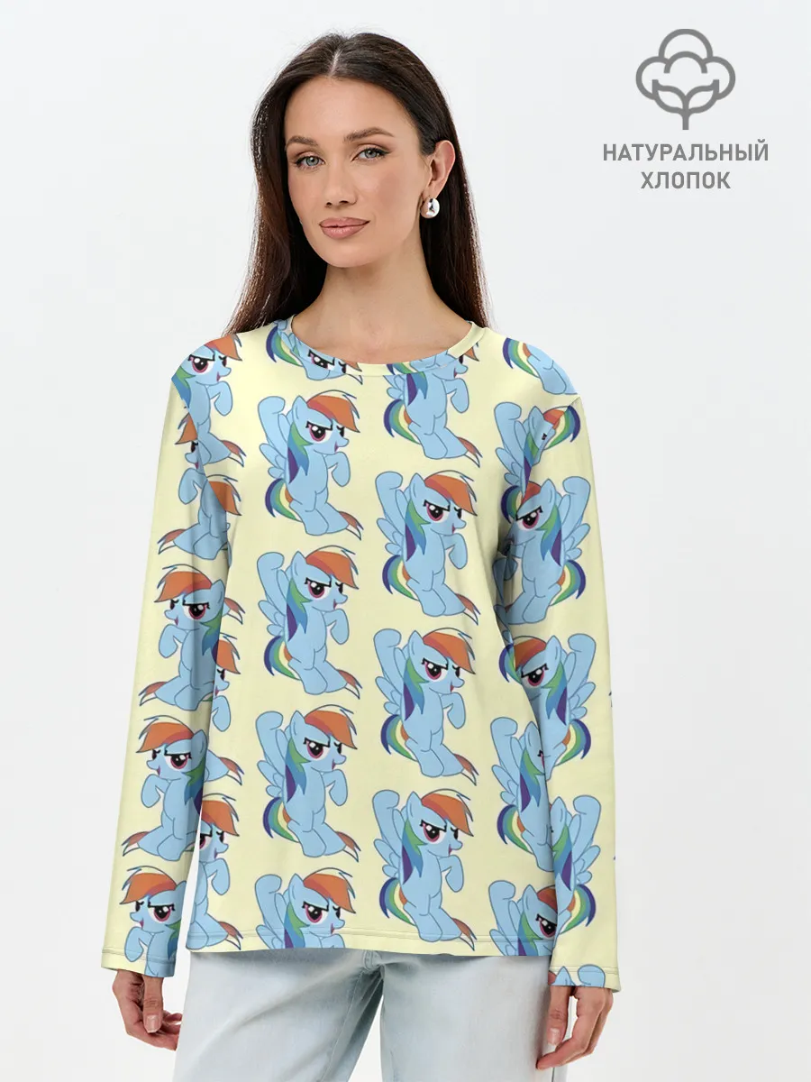 Лонгслив женский. Хлопок / Rainbow Dash