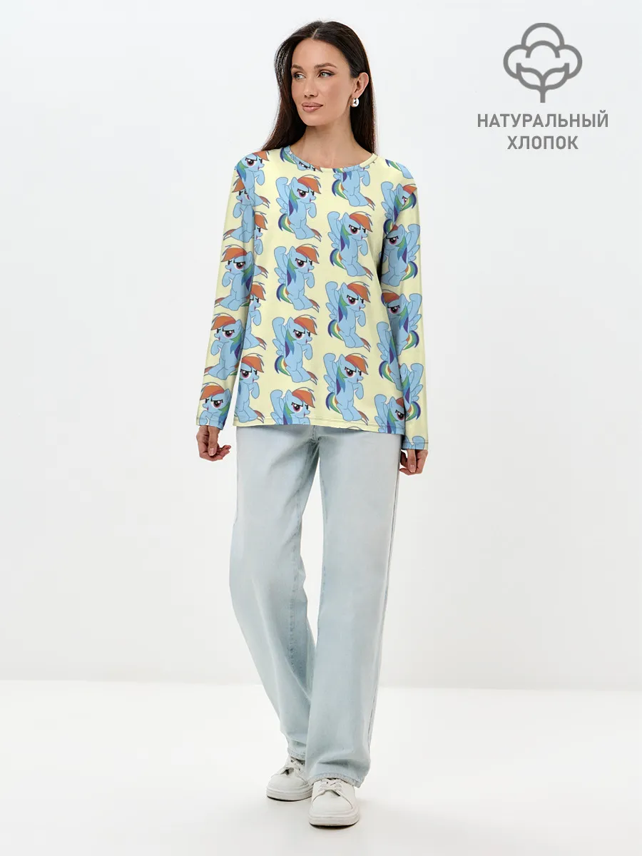 Лонгслив женский. Хлопок / Rainbow Dash