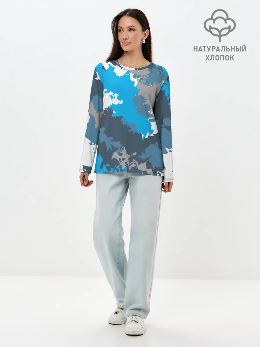 Лонгслив женский. Хлопок / Камуфляж