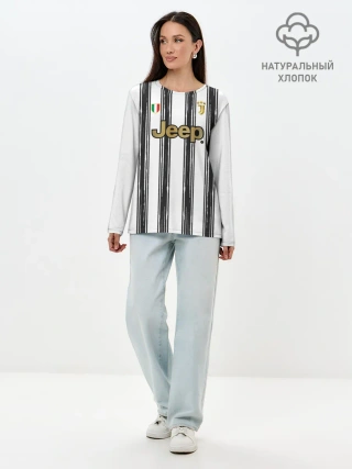 Лонгслив женский. Хлопок / Форма Ювентуса 2020 2021 дом