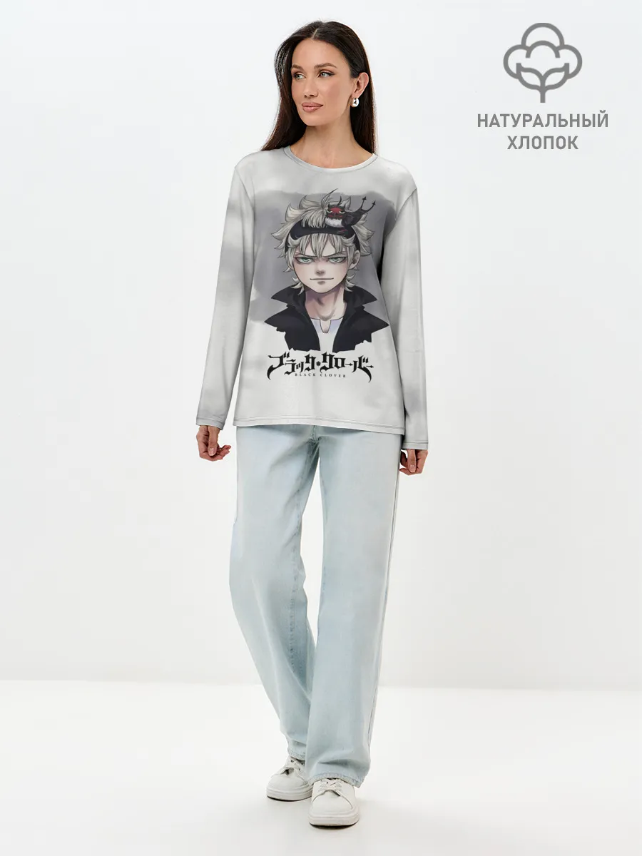 Лонгслив женский. Хлопок / Аста и Секре Чёрный клевер