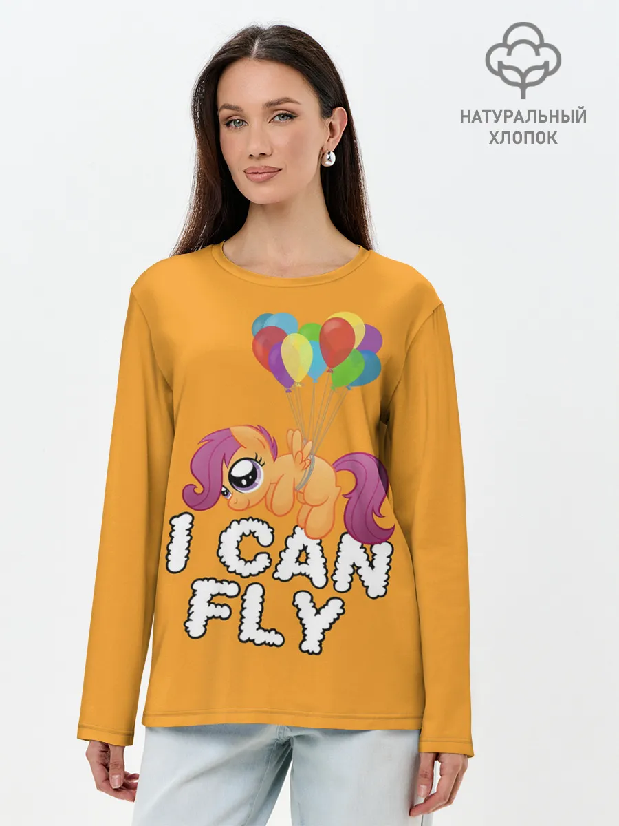 Лонгслив женский. Хлопок / Я могу летать