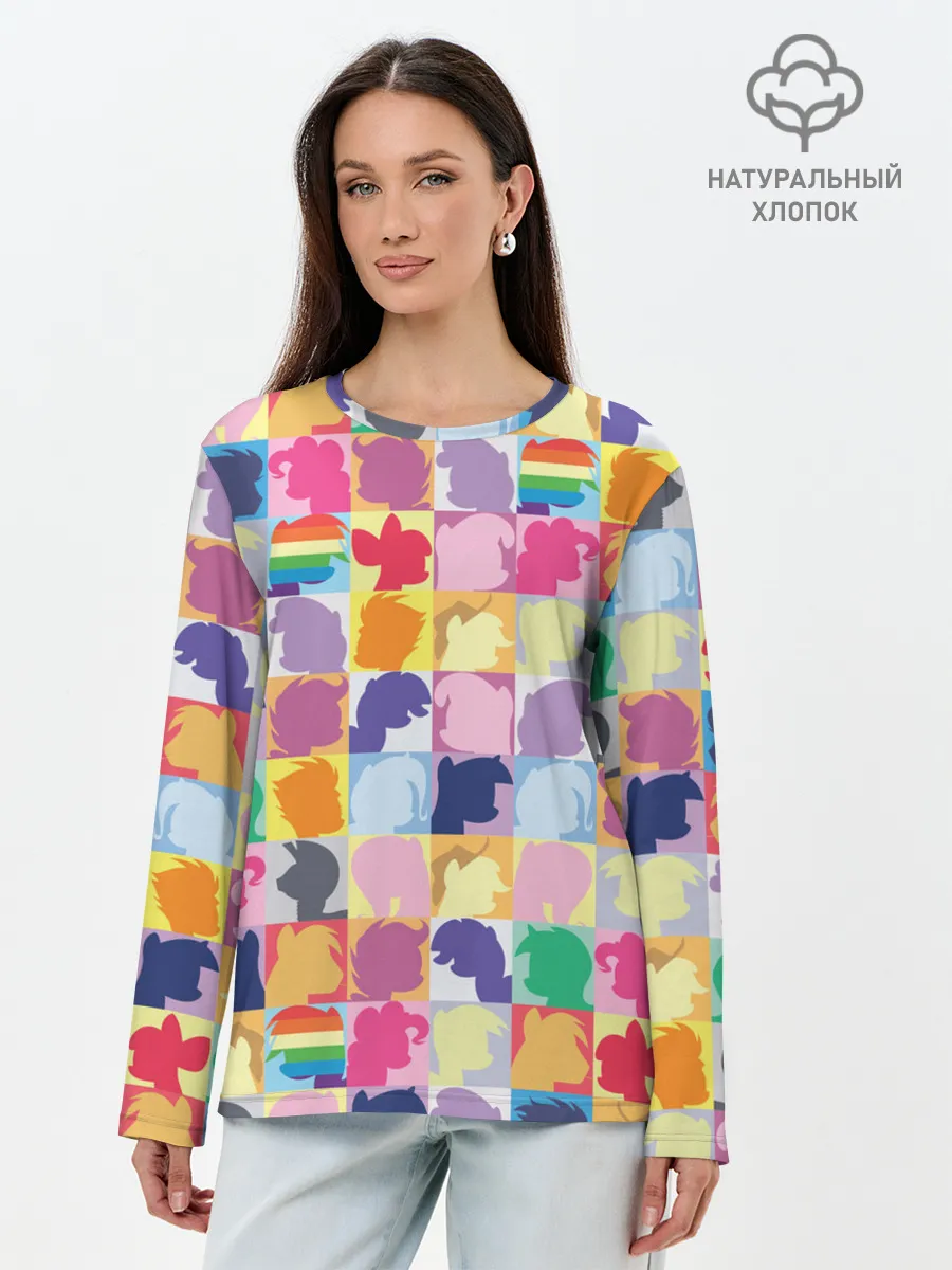 Лонгслив женский. Хлопок / Команда пони