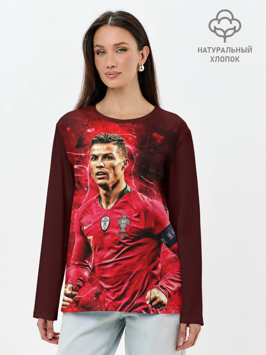 Лонгслив женский. Хлопок / Криштиану Роналду