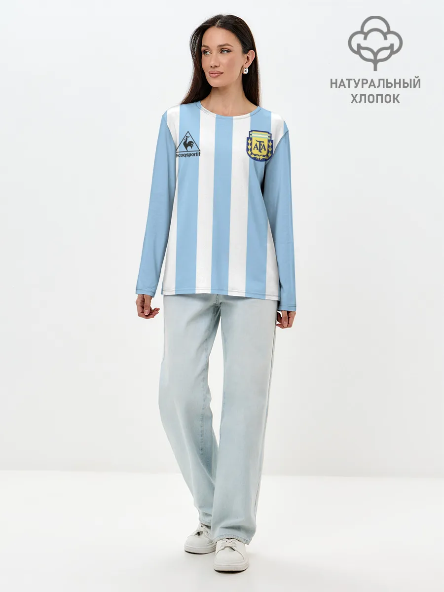 Лонгслив женский. Хлопок / Форма Марадоны с автографом