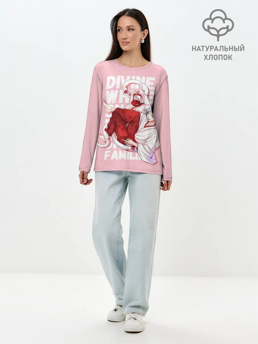 Лонгслив женский. Хлопок / Divine white snake