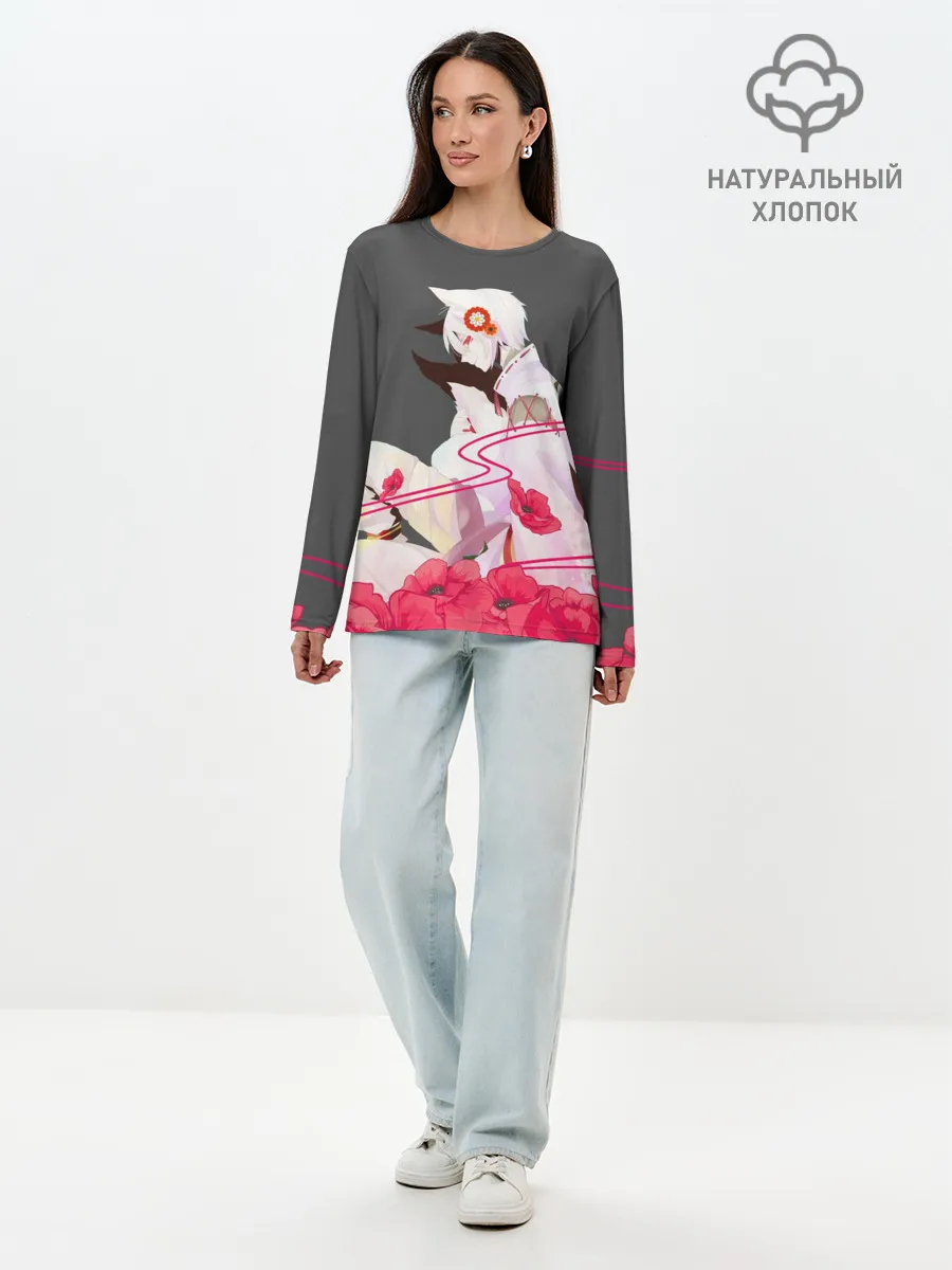 Лонгслив женский. Хлопок / Flower Tomoe