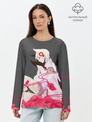 Лонгслив женский. Хлопок / Flower Tomoe