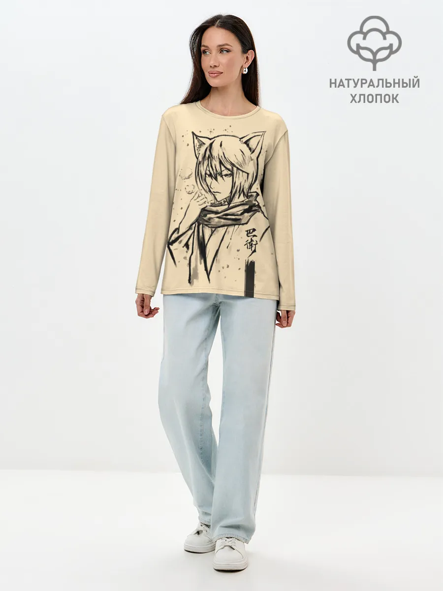 Лонгслив женский. Хлопок / Kitsune Tomoe