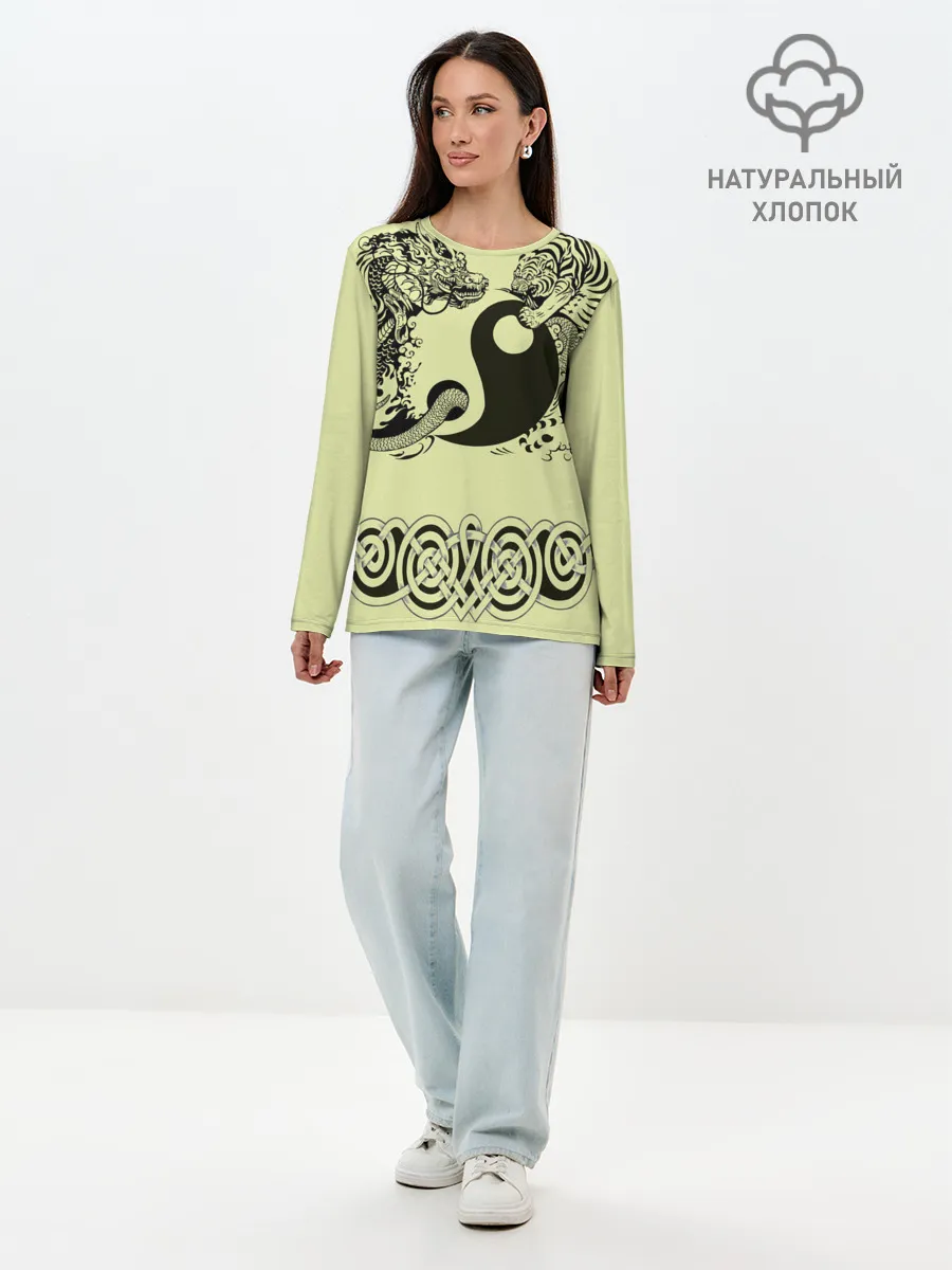 Лонгслив женский. Хлопок / кельтский узор