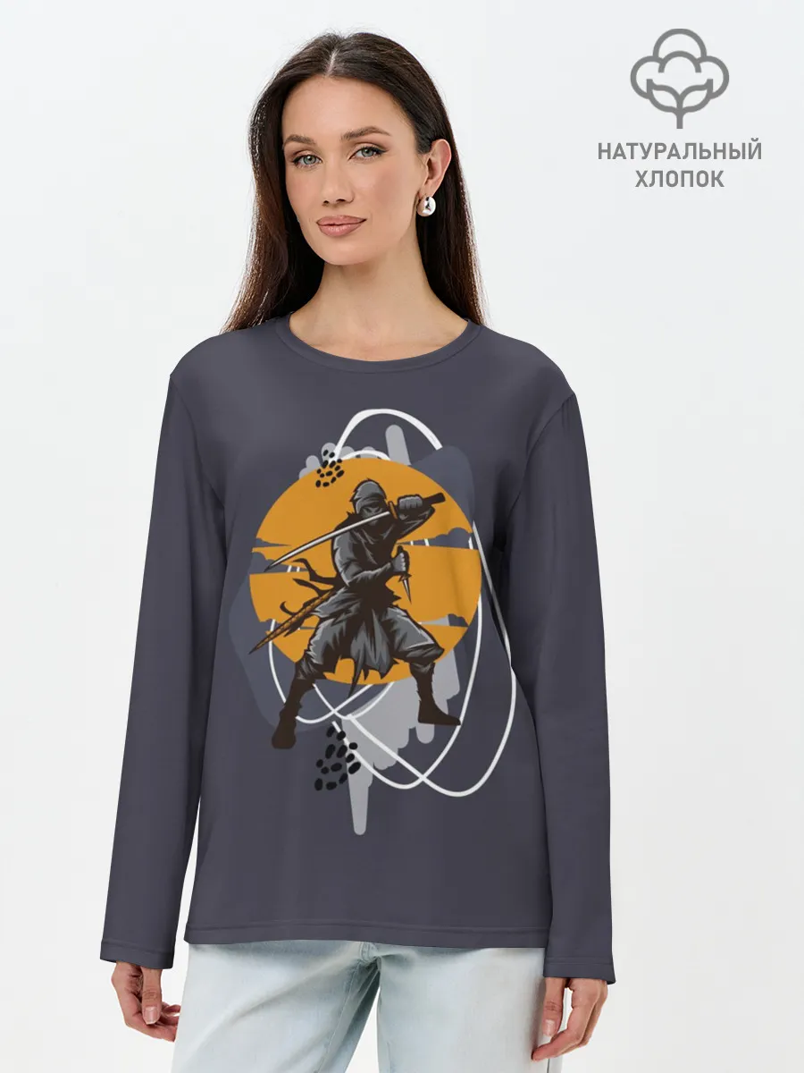 Лонгслив женский. Хлопок / Ниндзя