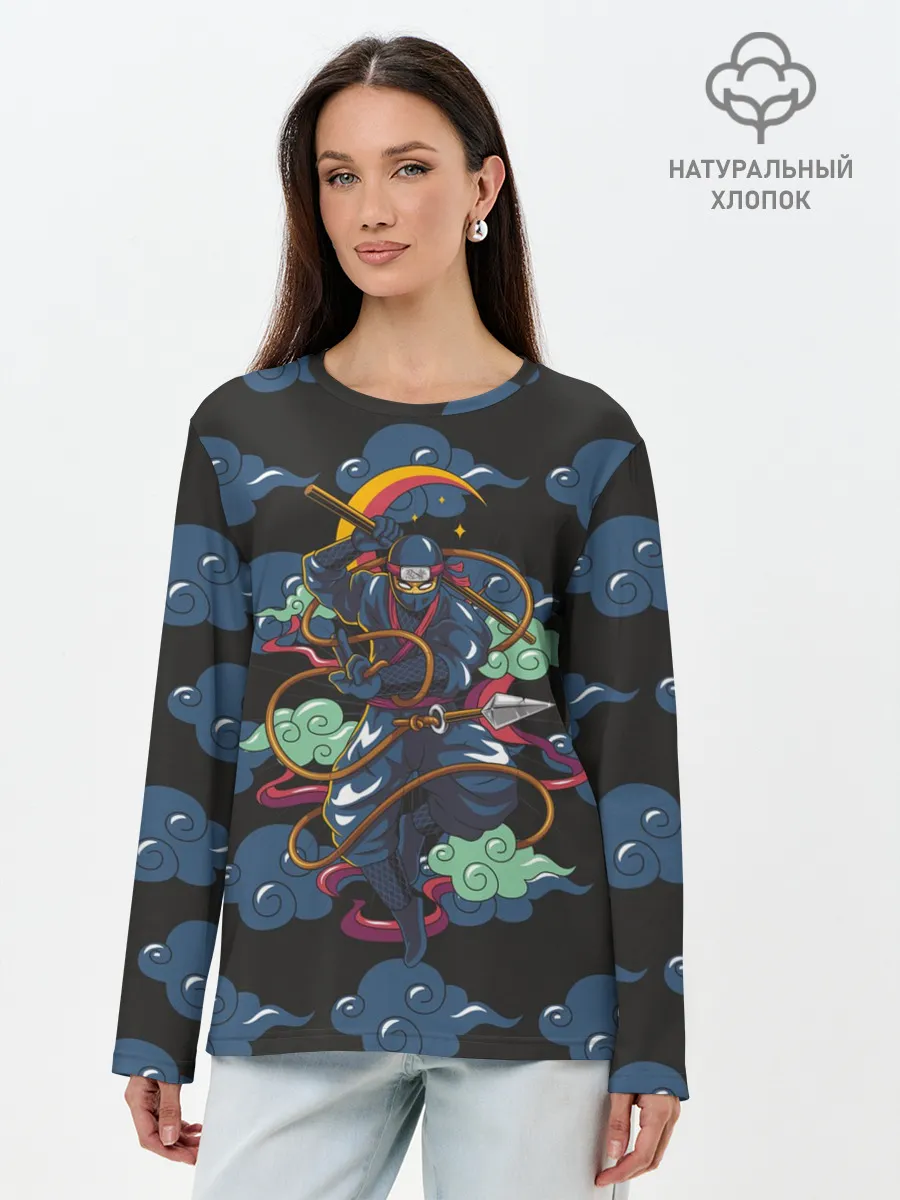 Лонгслив женский. Хлопок / Ниндзя