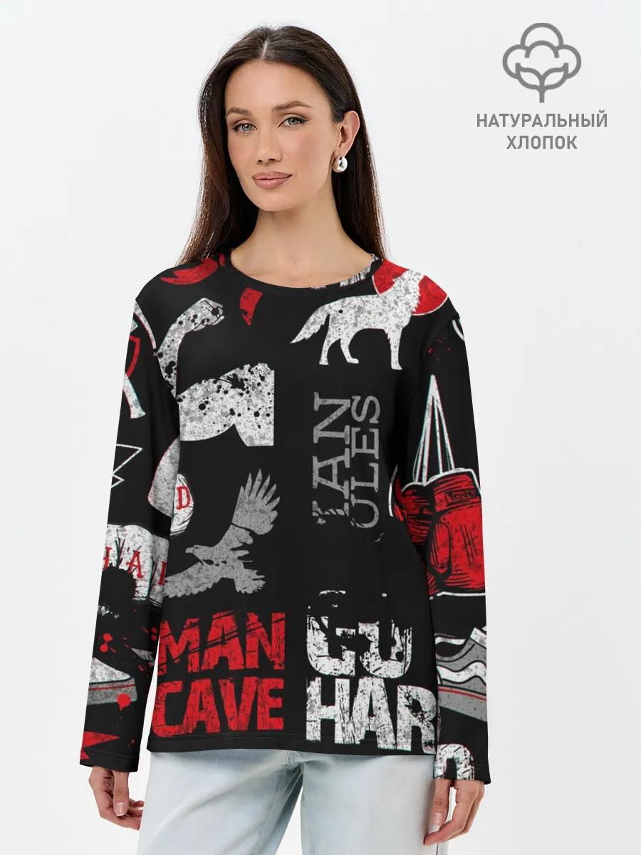 Лонгслив женский. Хлопок / ЧТО ТО МОТИВАЦИОННОЕ 3D