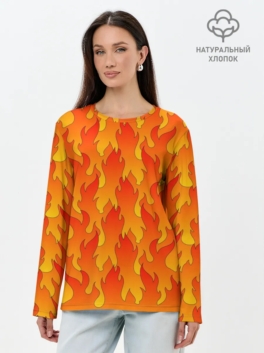 Лонгслив женский. Хлопок / ПЛАМЯ 2.0