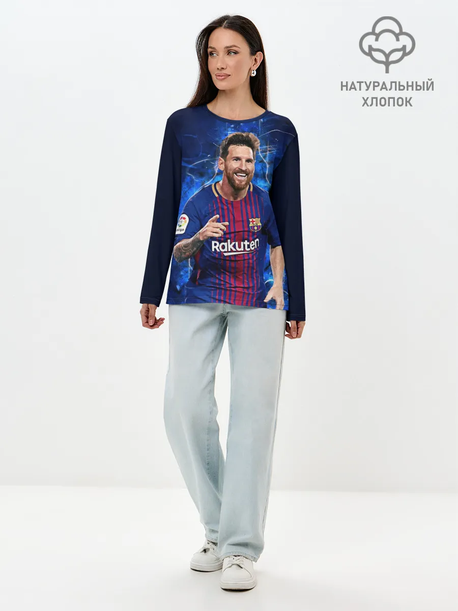 Лонгслив женский. Хлопок / Лионель Месси | Барселона | 10