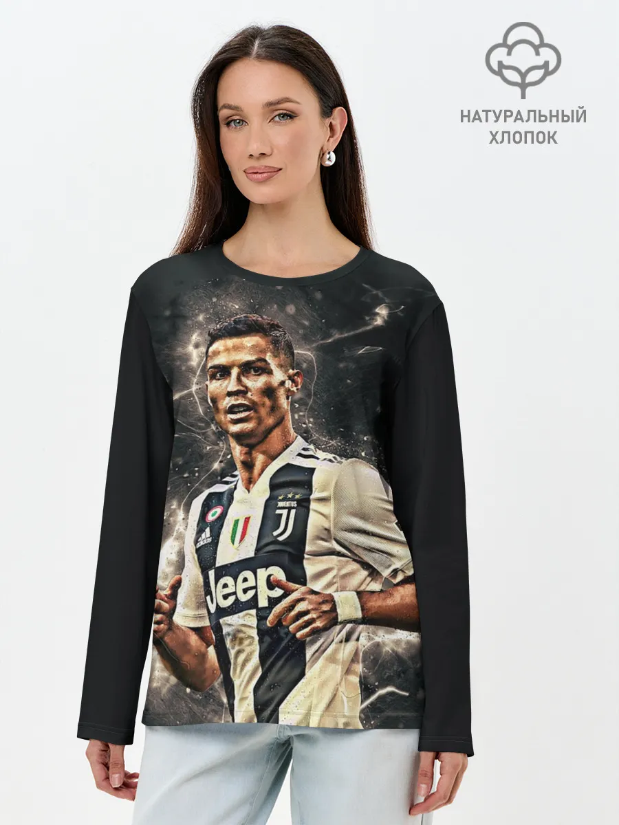 Лонгслив женский. Хлопок / Криштиану Роналду