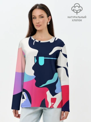 Лонгслив женский. Хлопок / Персонаж