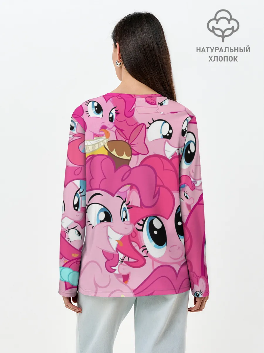 Лонгслив женский. Хлопок / Pinkie Pie pattern