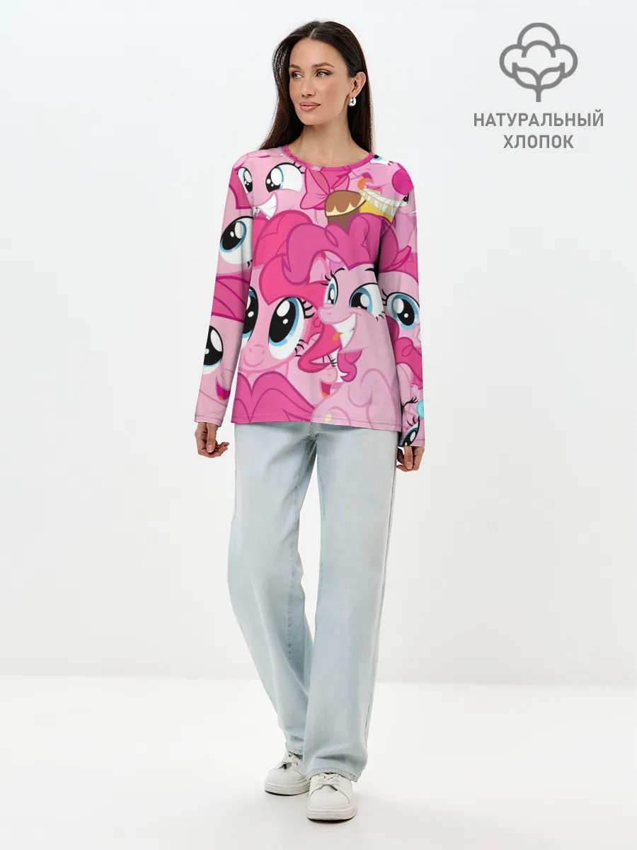 Лонгслив женский. Хлопок / Pinkie Pie pattern