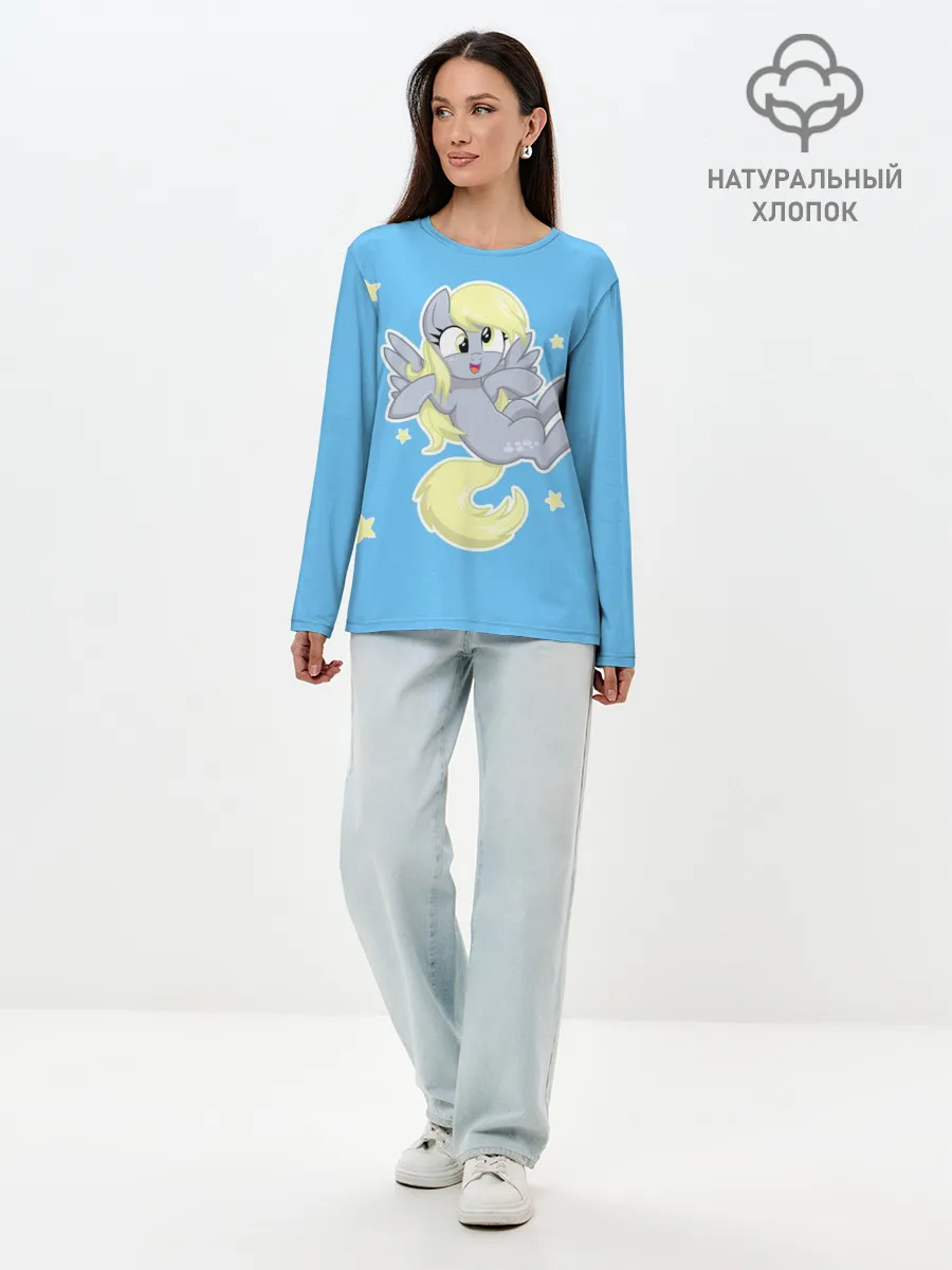 Лонгслив женский. Хлопок / Пони в звёздном небе