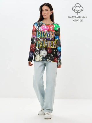 Лонгслив женский. Хлопок / Board Gamer | Настольщик