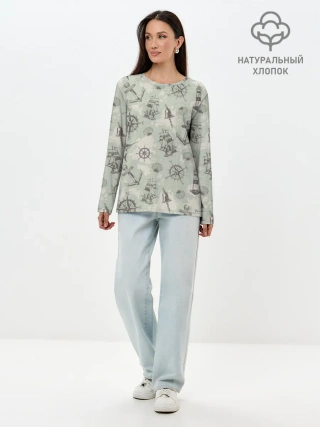 Лонгслив женский. Хлопок / Морская карта