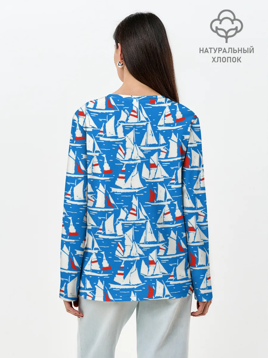 Лонгслив женский. Хлопок / Яхты