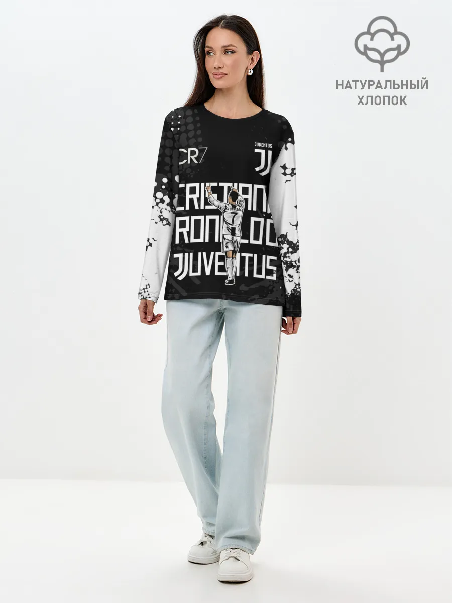 Лонгслив женский. Хлопок / КРИШТИАНУ РОНАЛДУ / ЮВЕНТУС