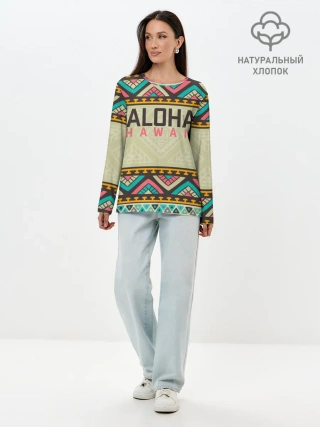Лонгслив женский. Хлопок / АЛОХА ГАВАЙИ, ALOHA, SUMMER