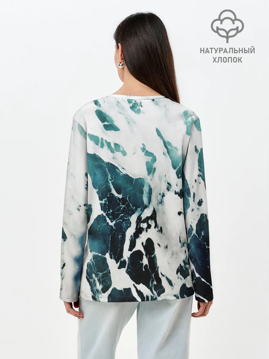 Лонгслив женский. Хлопок / море