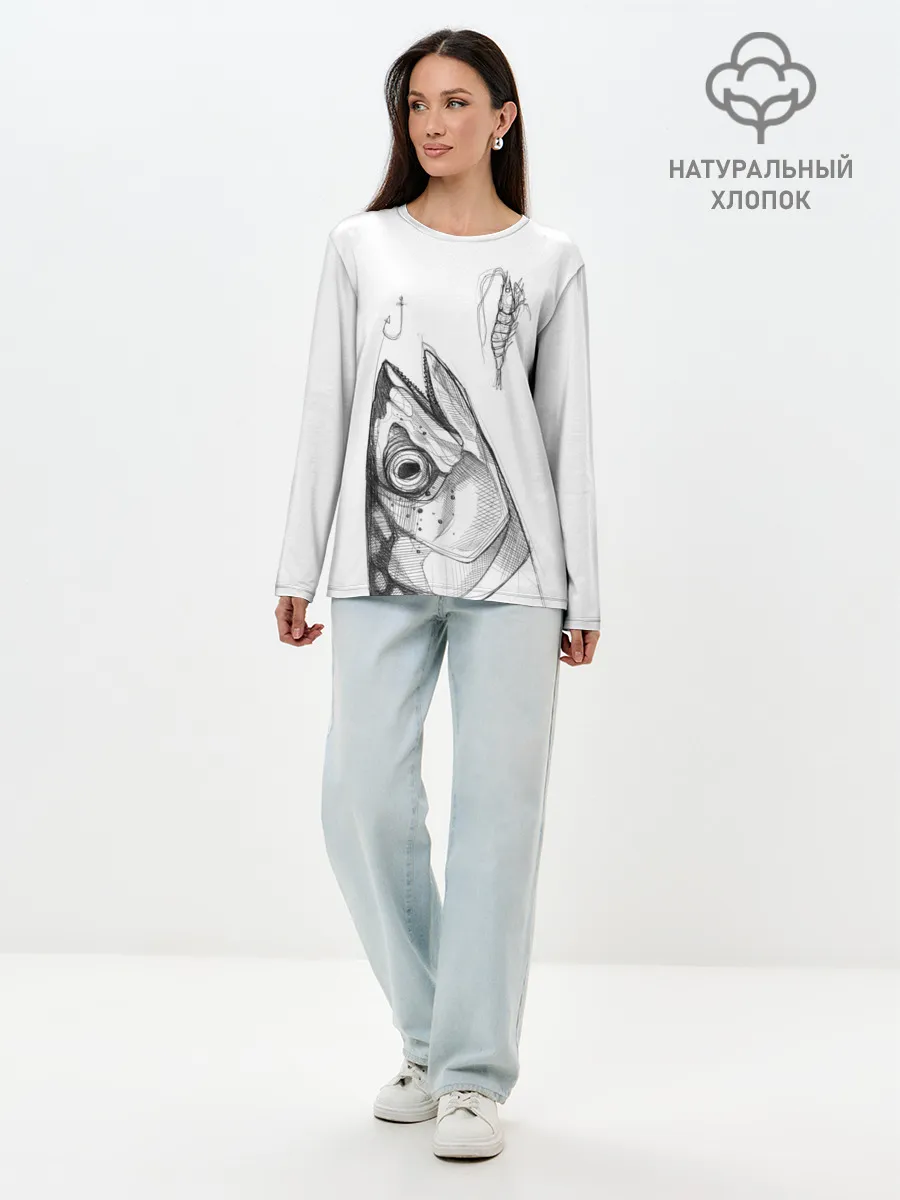 Лонгслив женский. Хлопок / рыбка