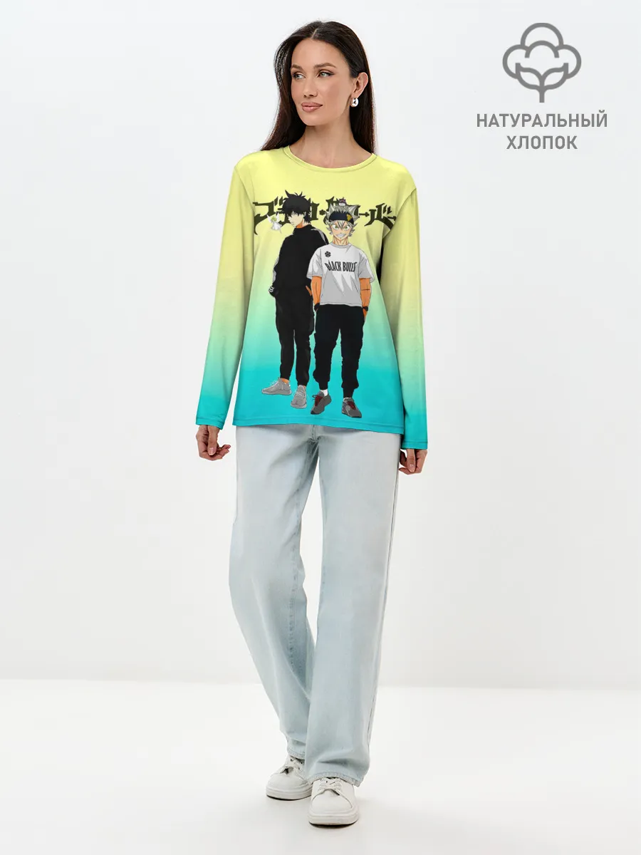 Лонгслив женский. Хлопок / Юно и Аста | Черный Клевер