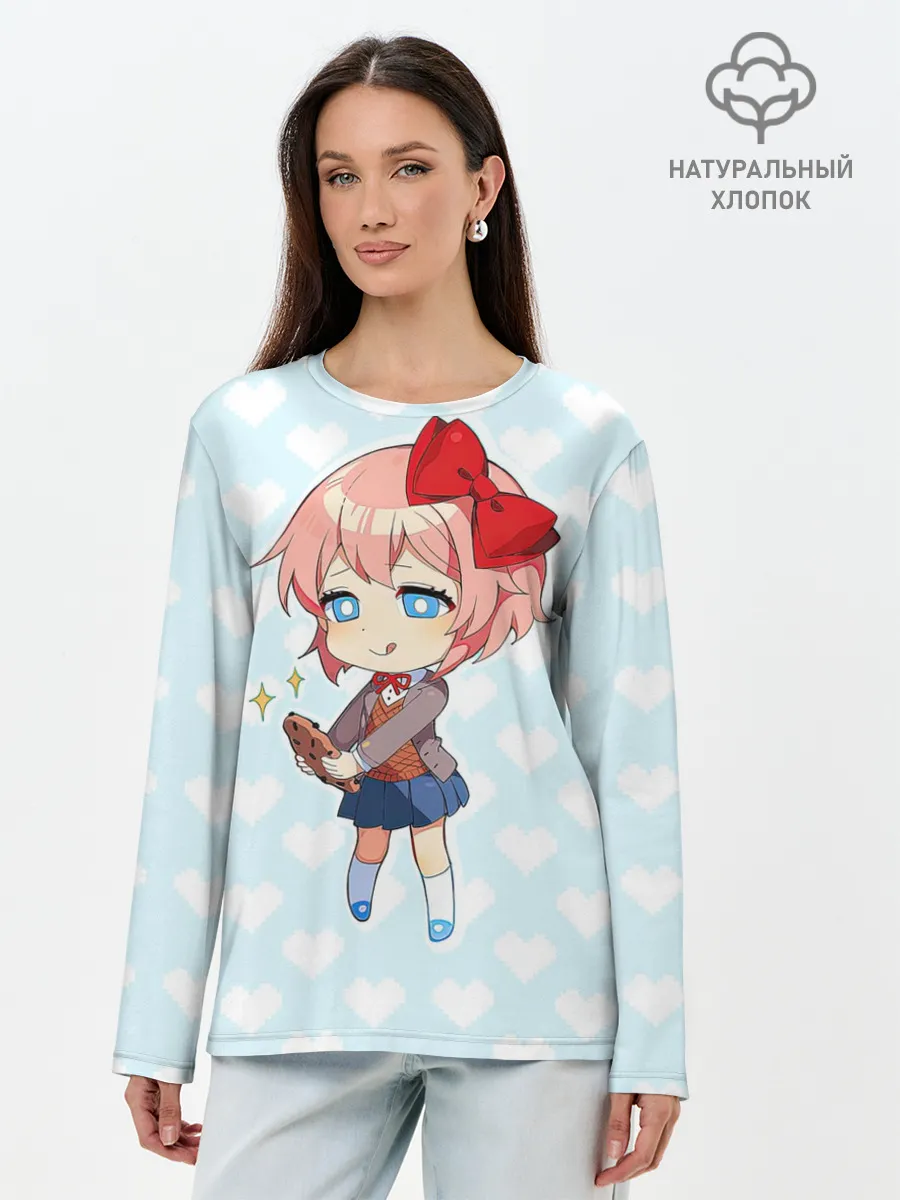 Лонгслив женский. Хлопок / Chibi Sayori