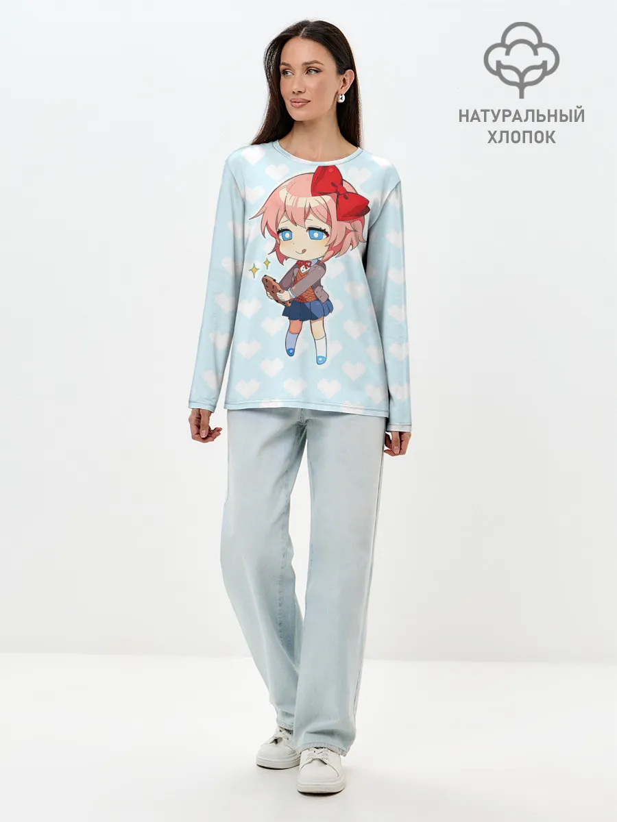 Лонгслив женский. Хлопок / Chibi Sayori