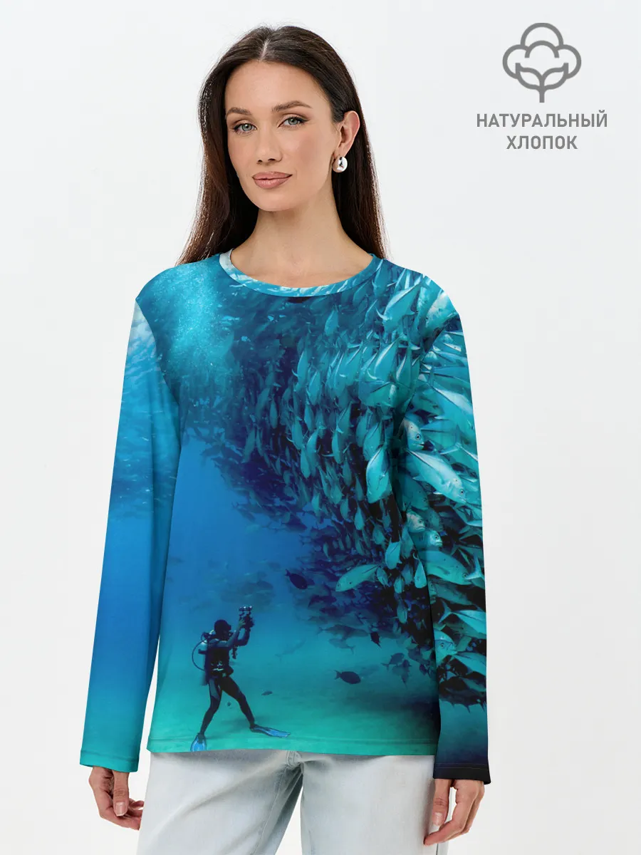 Лонгслив женский. Хлопок / Фото дайвинг