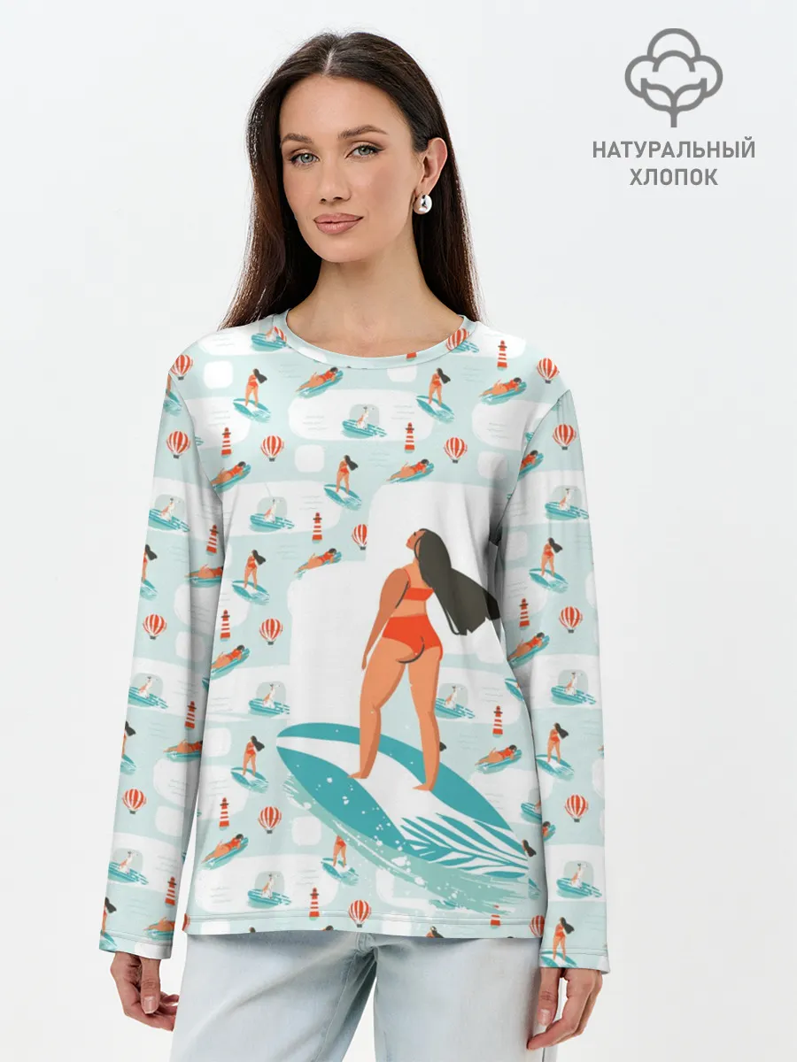 Лонгслив женский. Хлопок / Серфингистка