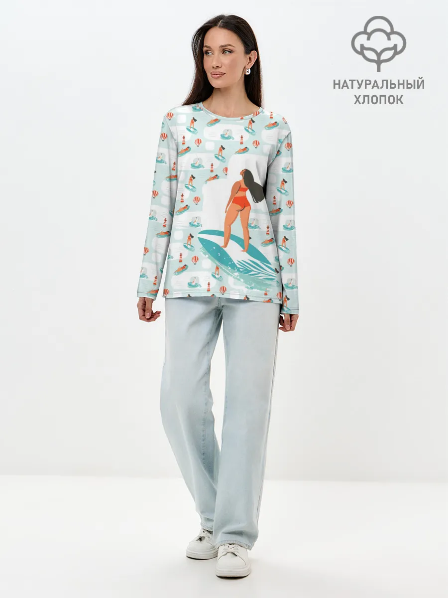 Лонгслив женский. Хлопок / Серфингистка