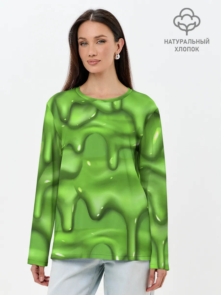 Лонгслив женский. Хлопок / Green Slime