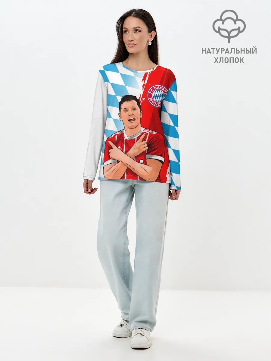 Лонгслив женский. Хлопок / РОБЕРТ ЛЕВАНДОВСКИ / БАВАРИЯ