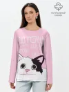Лонгслив женский. Хлопок / котик штош