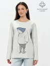Лонгслив женский. Хлопок / акула в свитере