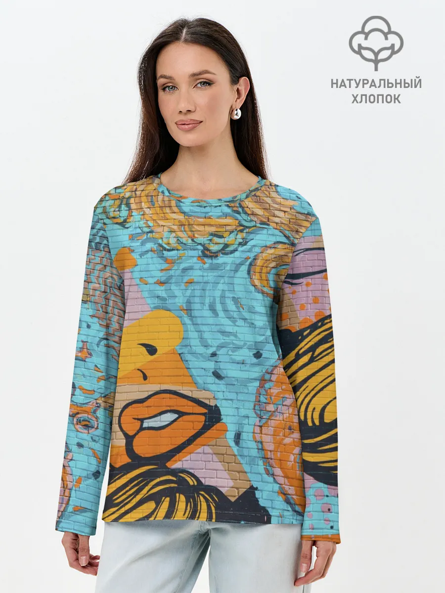 Лонгслив женский. Хлопок / Граффити арт