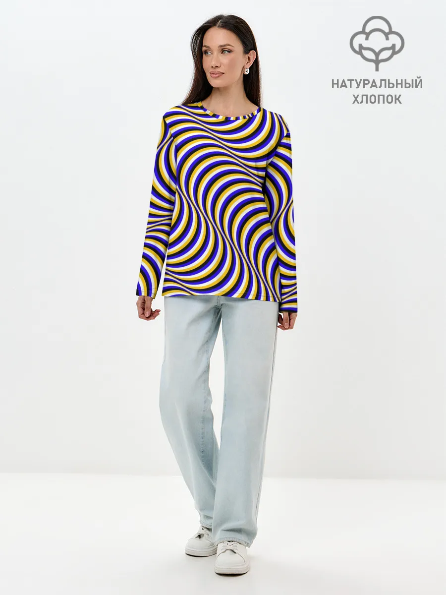 Лонгслив женский. Хлопок / Иллюзия обман зрения