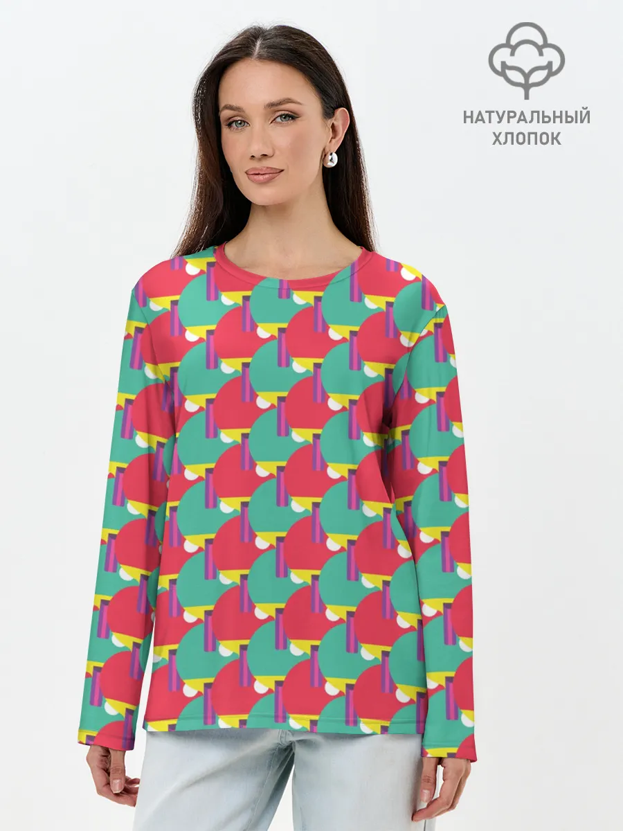 Лонгслив женский. Хлопок / Пинг-понг