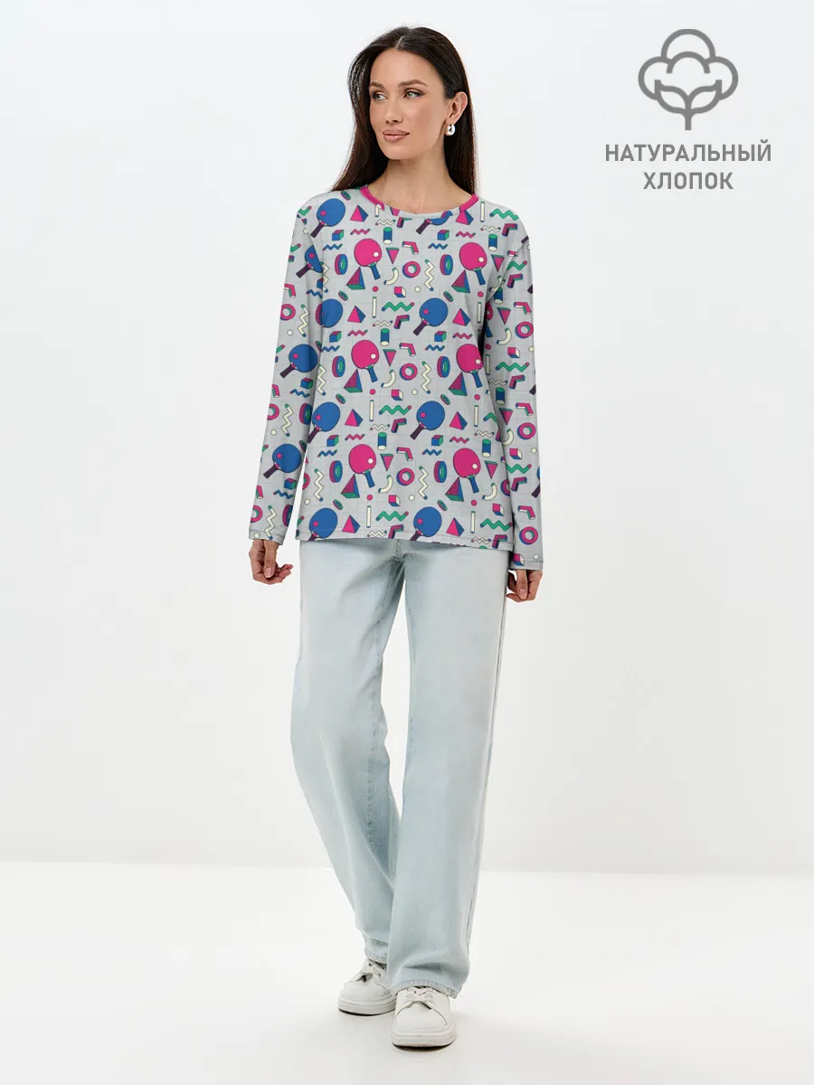 Лонгслив женский. Хлопок / Настольный Теннис