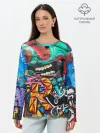 Лонгслив женский. Хлопок / Граффити